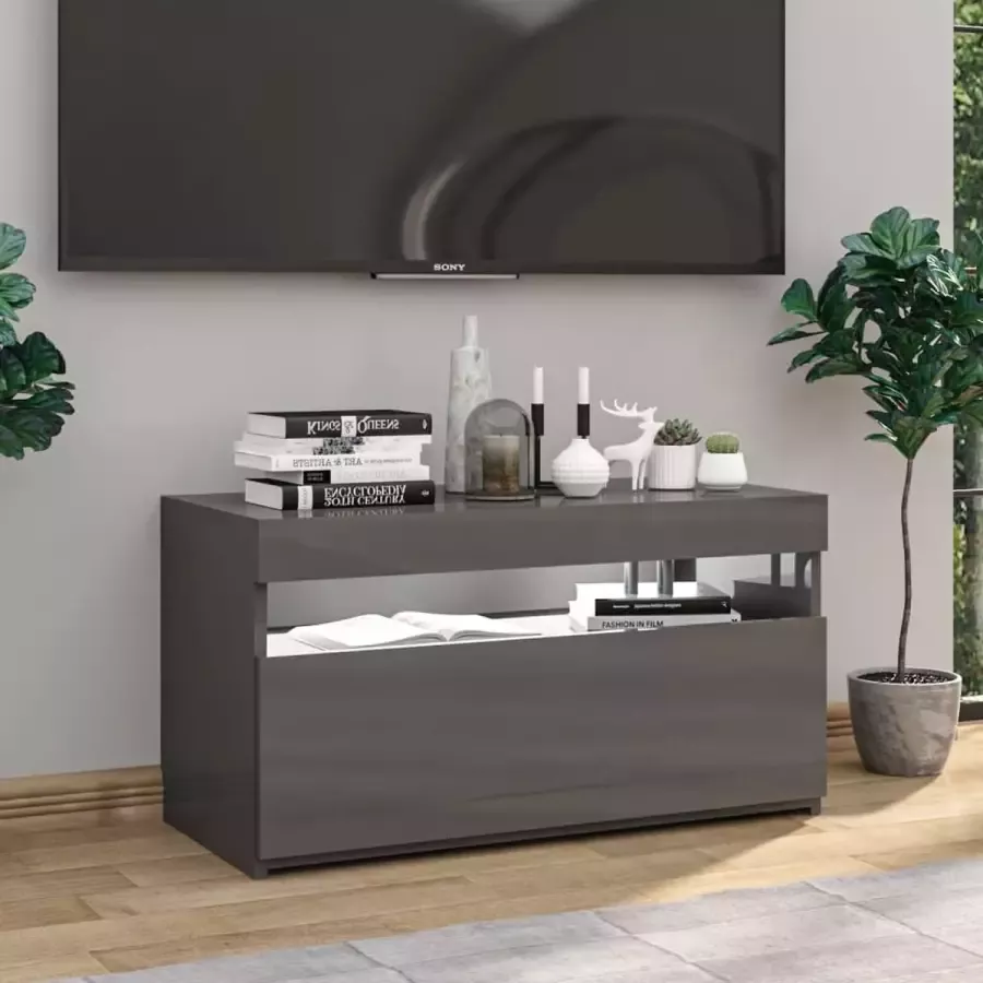 ForYou Prolenta Premium Tv-meubel met LED-verlichting 75x35x40 cm hoogglans grijs