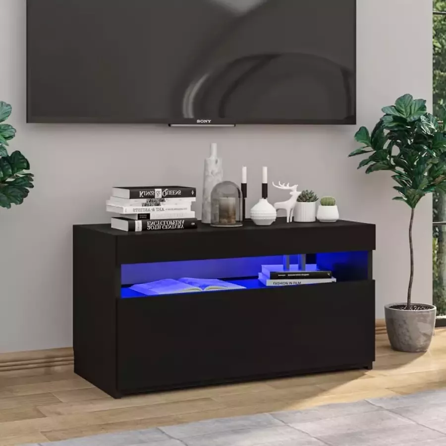 ForYou Prolenta Premium Tv-meubel met LED-verlichting 75x35x40 cm hoogglans zwart