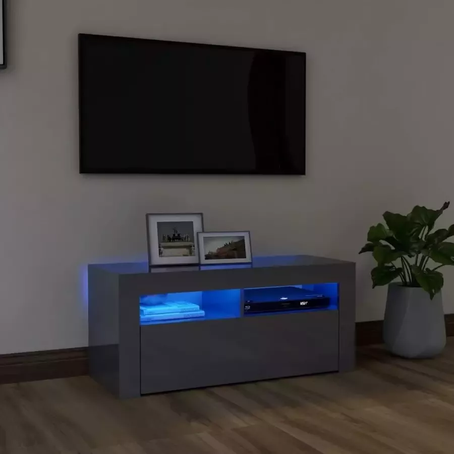 ForYou Prolenta Premium Tv-meubel met LED-verlichting 90x35x40 cm hoogglans grijs
