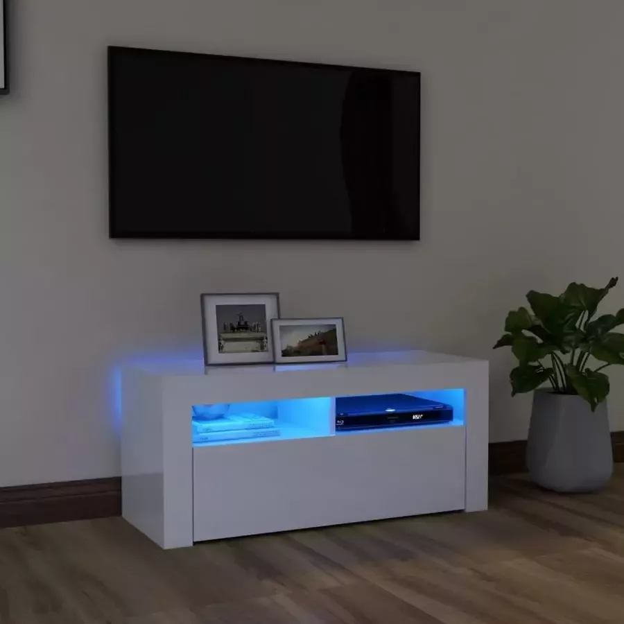 ForYou Prolenta Premium Tv-meubel met LED-verlichting 90x35x40 cm hoogglans wit