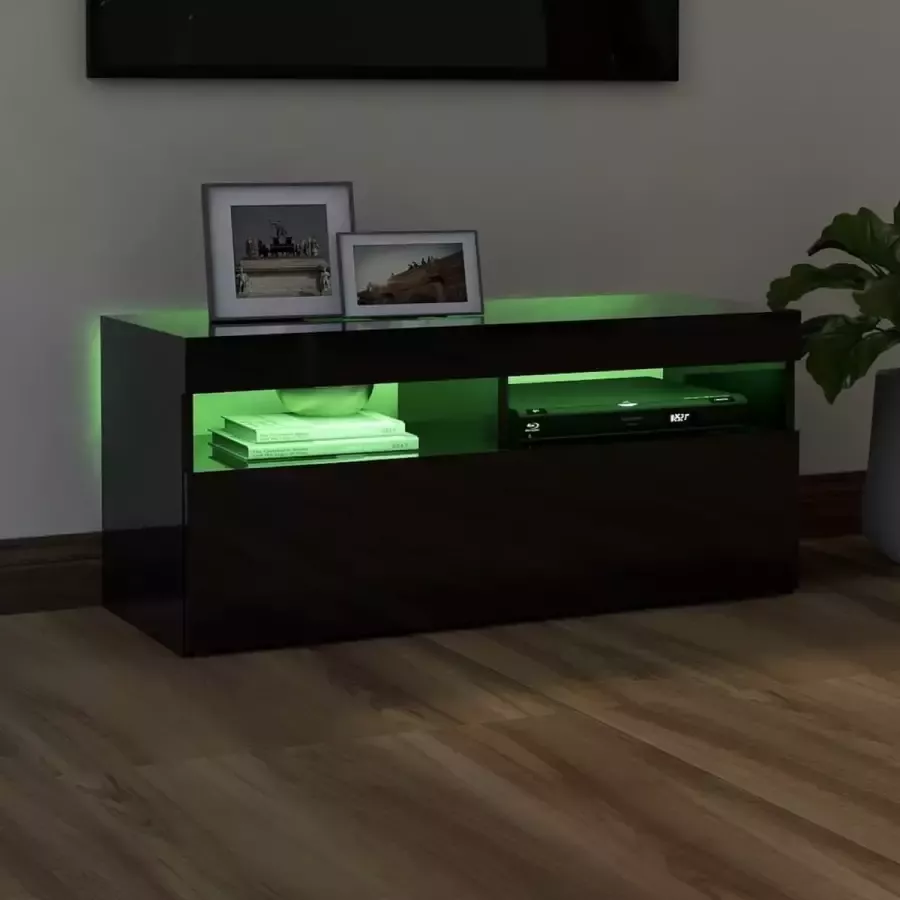 ForYou Prolenta Premium Tv-meubel met LED-verlichting 90x35x40 cm hoogglans zwart