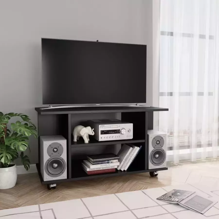 ForYou Prolenta Premium Tv-meubel met wieltjes 80x40x40 cm spaanplaat zwart
