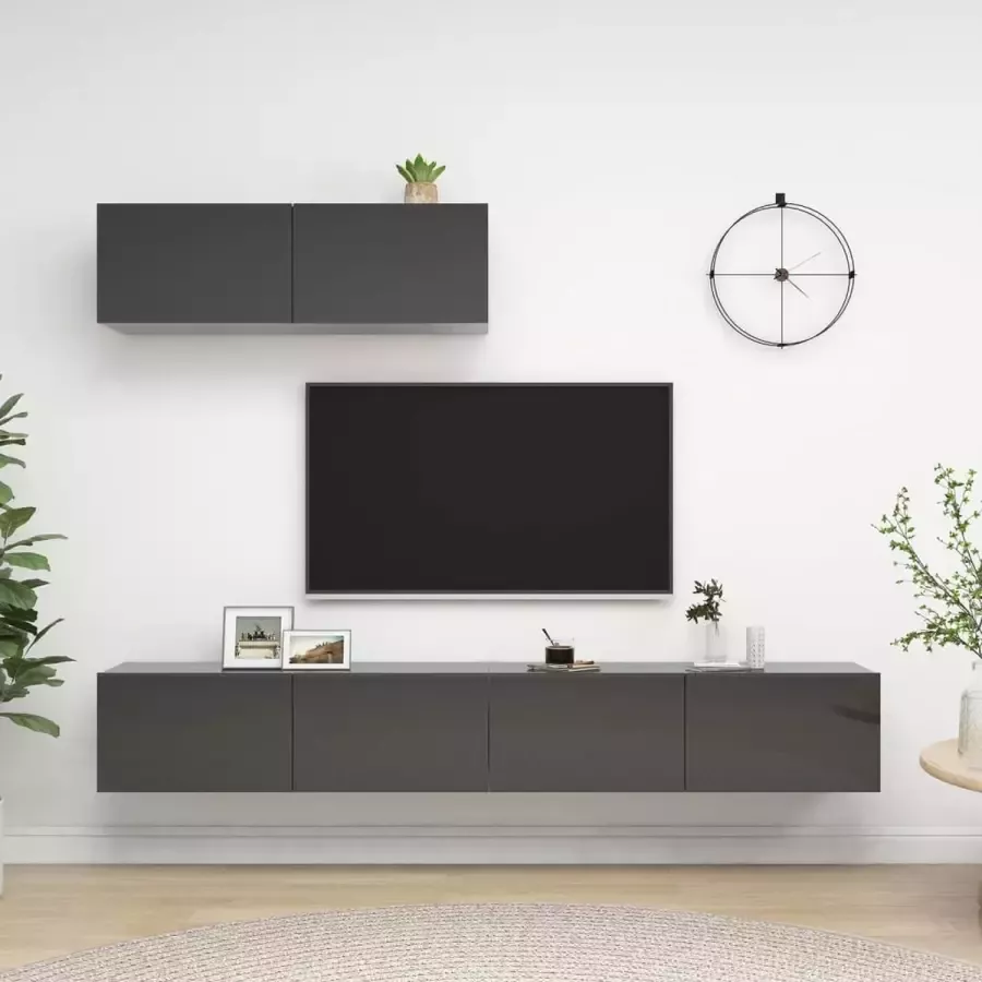 ForYou Prolenta Premium Tv-meubelen 3 st spaanplaat hoogglans grijs