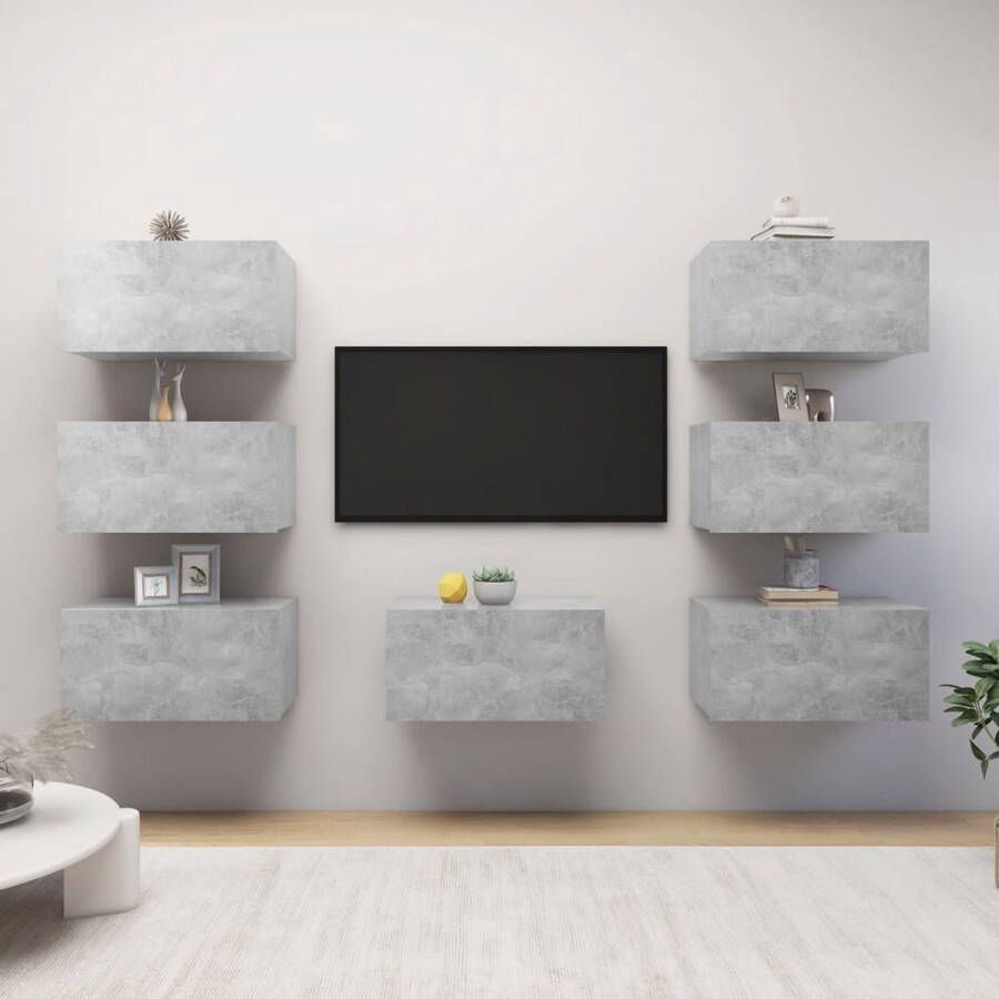 ForYou Prolenta Premium Tv-meubelen 7 st 30 5x30x60 cm spaanplaat betongrijs