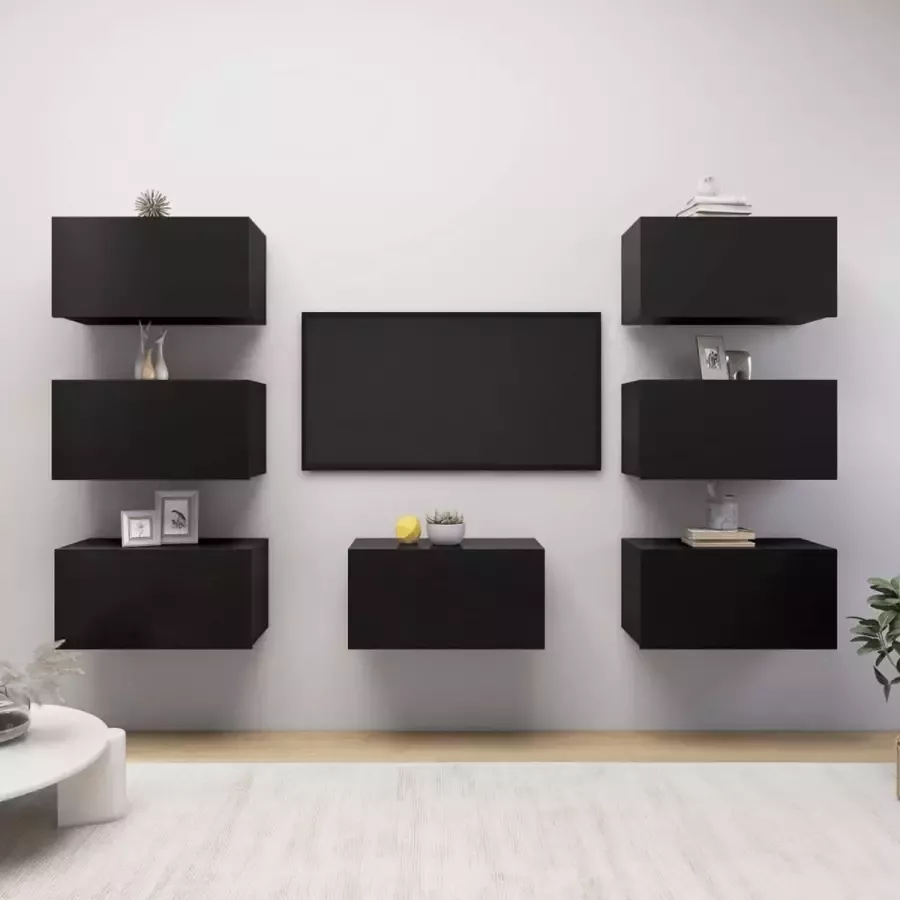 ForYou Prolenta Premium Tv-meubelen 7 st 30 5x30x60 cm spaanplaat zwart