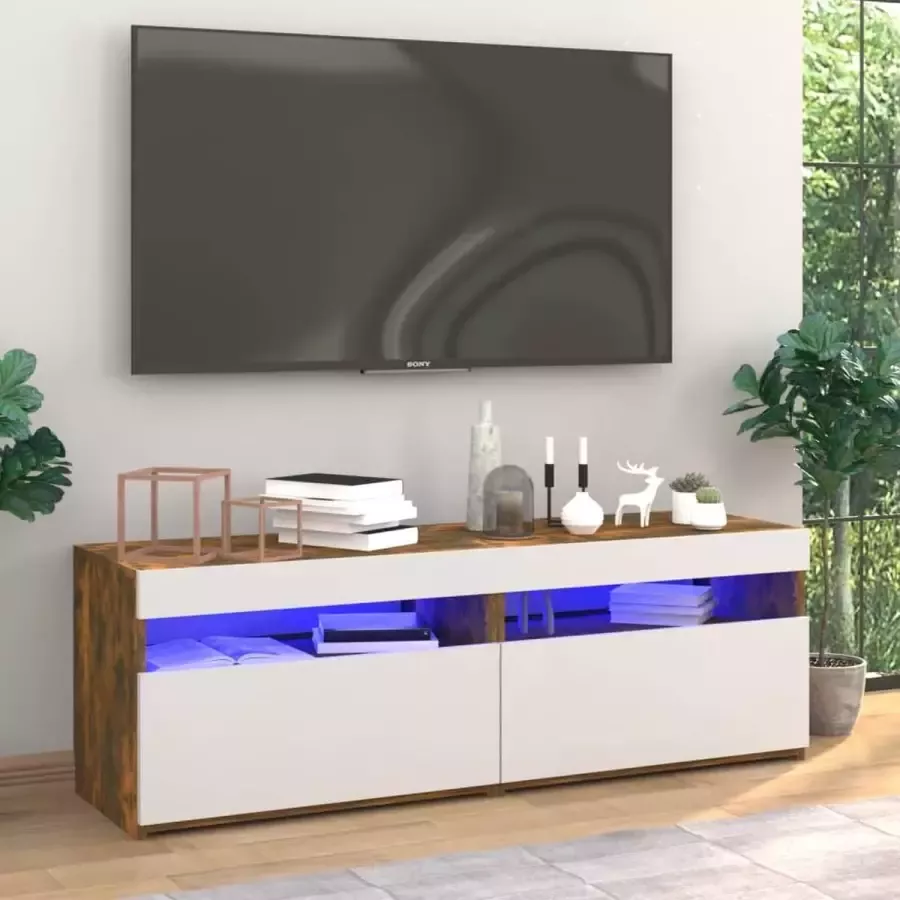 ForYou Prolenta Premium Tv-meubels 2 st met LED-verlichting 60x35x40 cm gerookt eiken
