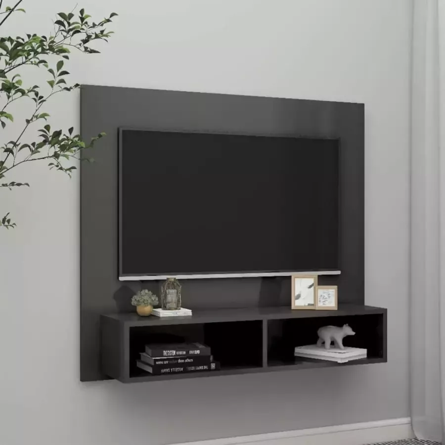 ForYou Prolenta Premium Tv-wandmeubel 102x23 5x90 cm spaanplaat hoogglans grijs