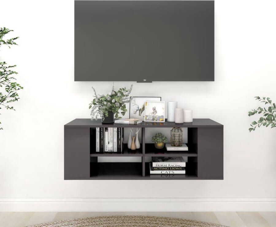 ForYou Prolenta Premium Tv-wandmeubel 102x35x35 cm spaanplaat hoogglans grijs