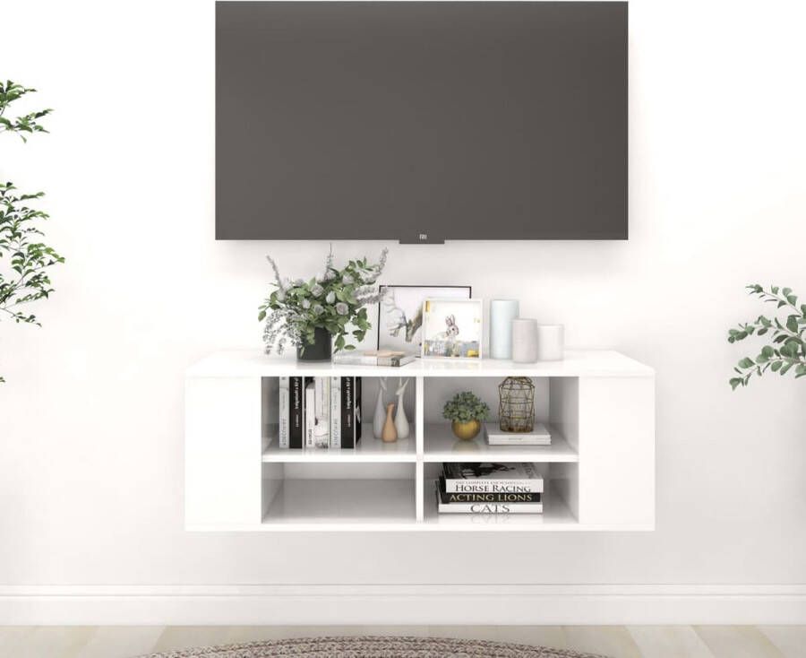 ForYou Prolenta Premium Tv-wandmeubel 102x35x35 cm spaanplaat hoogglans wit