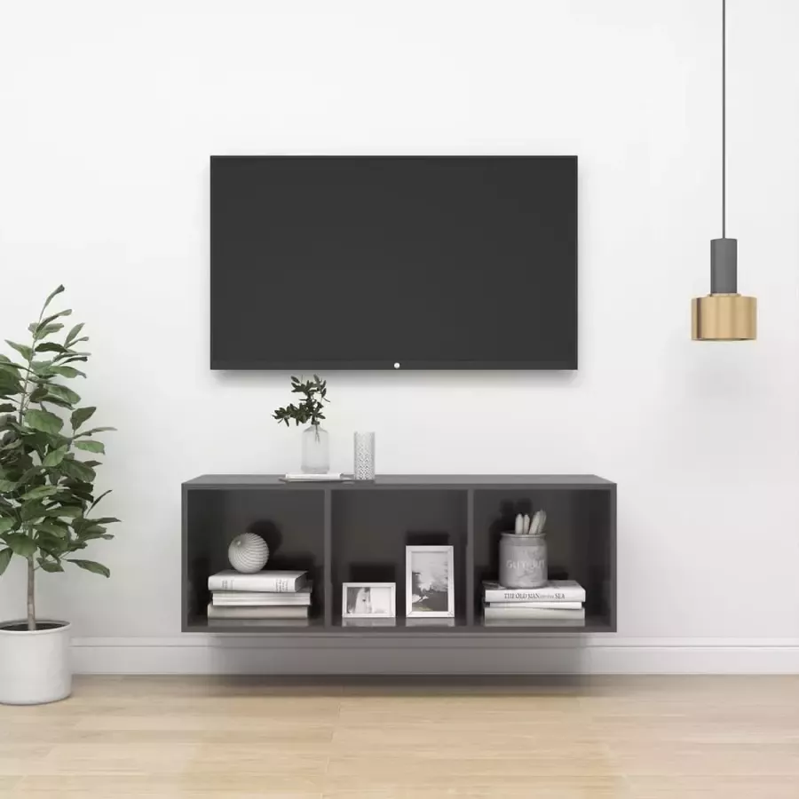 ForYou Prolenta Premium Tv-wandmeubel 37x37x107 cm spaanplaat hoogglans grijs