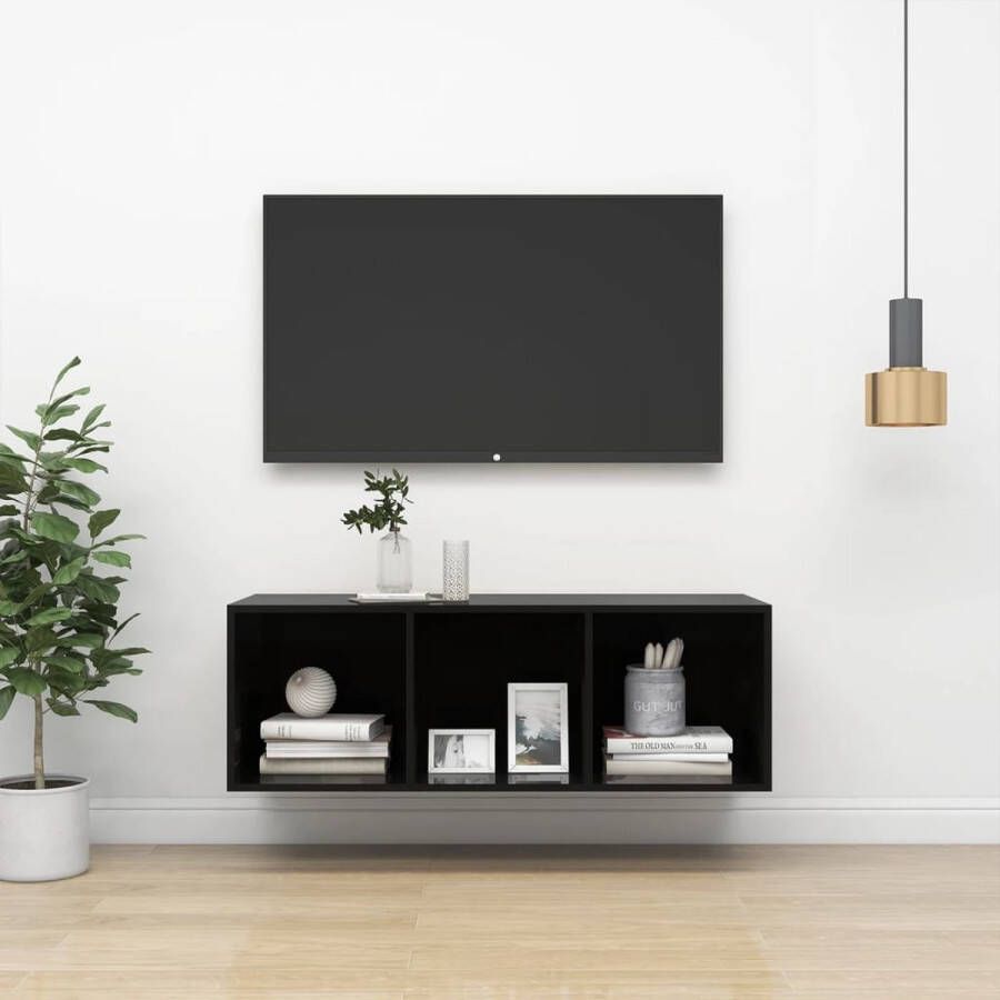 ForYou Prolenta Premium Tv-wandmeubel 37x37x107 cm spaanplaat hoogglans zwart