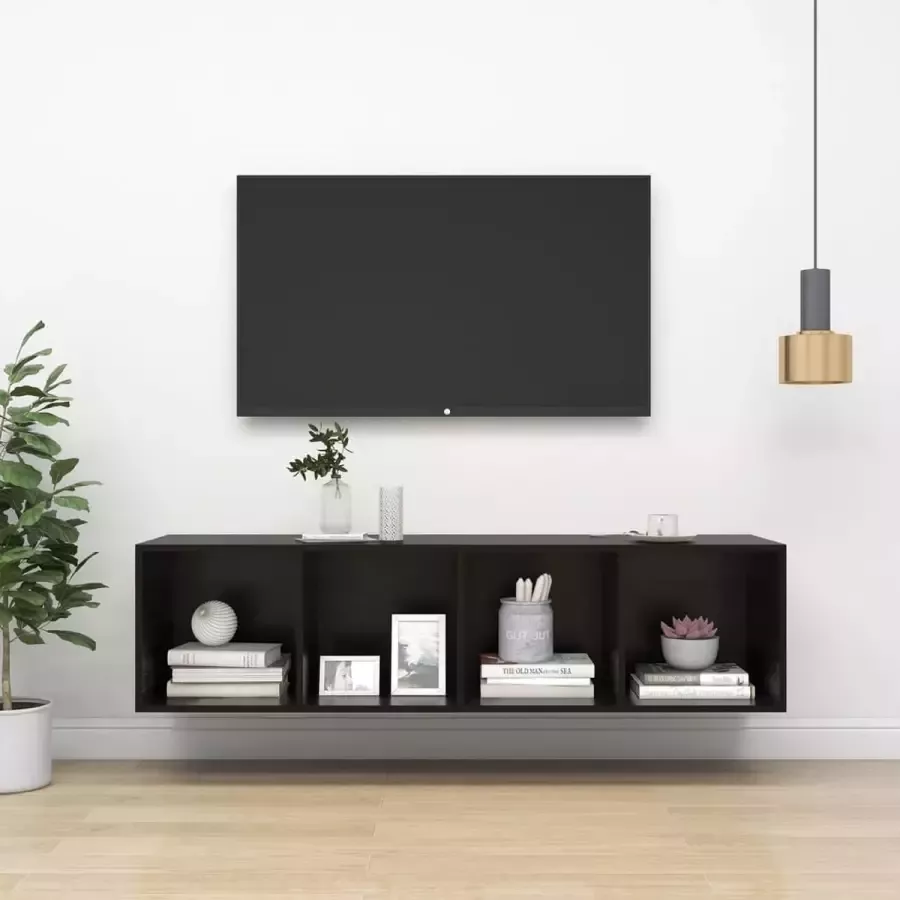 ForYou Prolenta Premium Tv-wandmeubel 37x37x142 5 cm spaanplaat hoogglans zwart