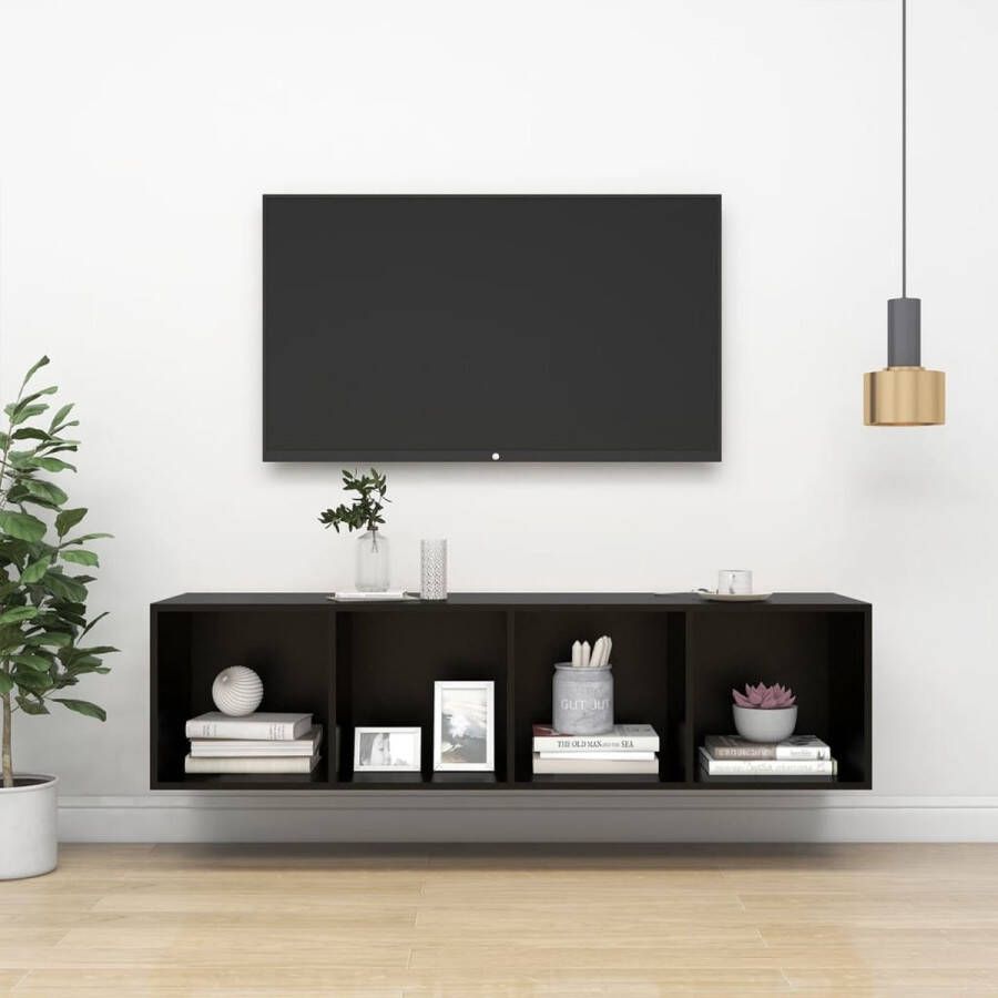 ForYou Prolenta Premium Tv-wandmeubel 37x37x142 5 cm spaanplaat zwart