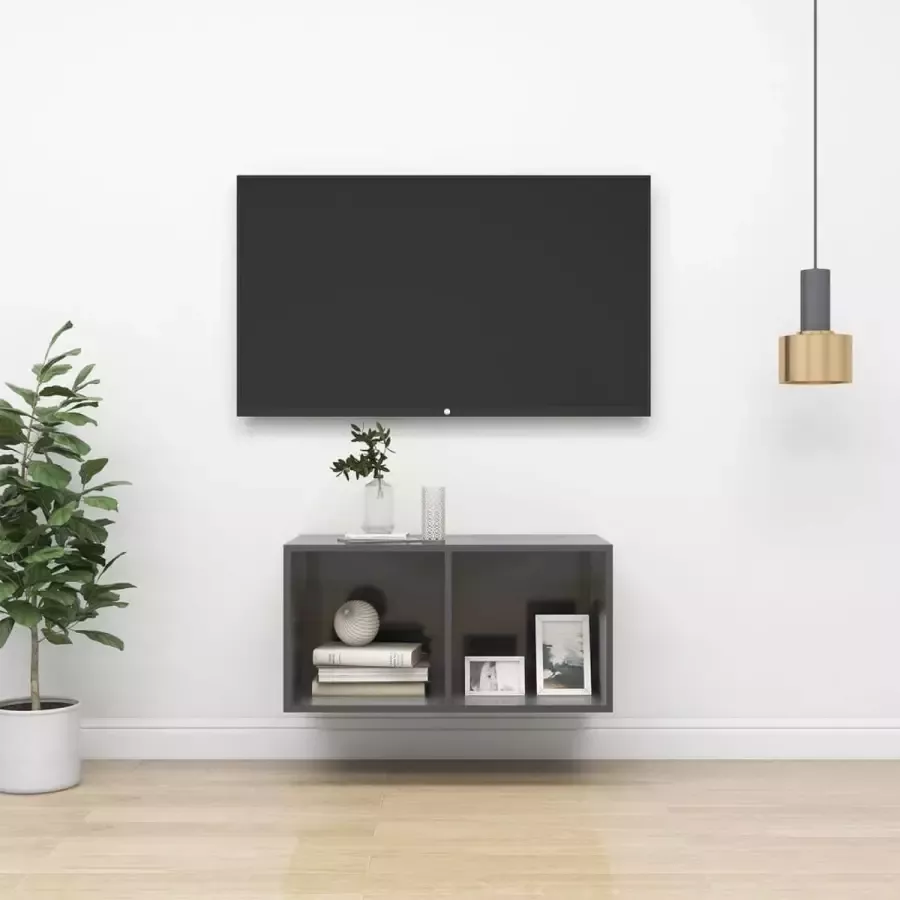 ForYou Prolenta Premium Tv-wandmeubel 37x37x72 cm spaanplaat hoogglans grijs