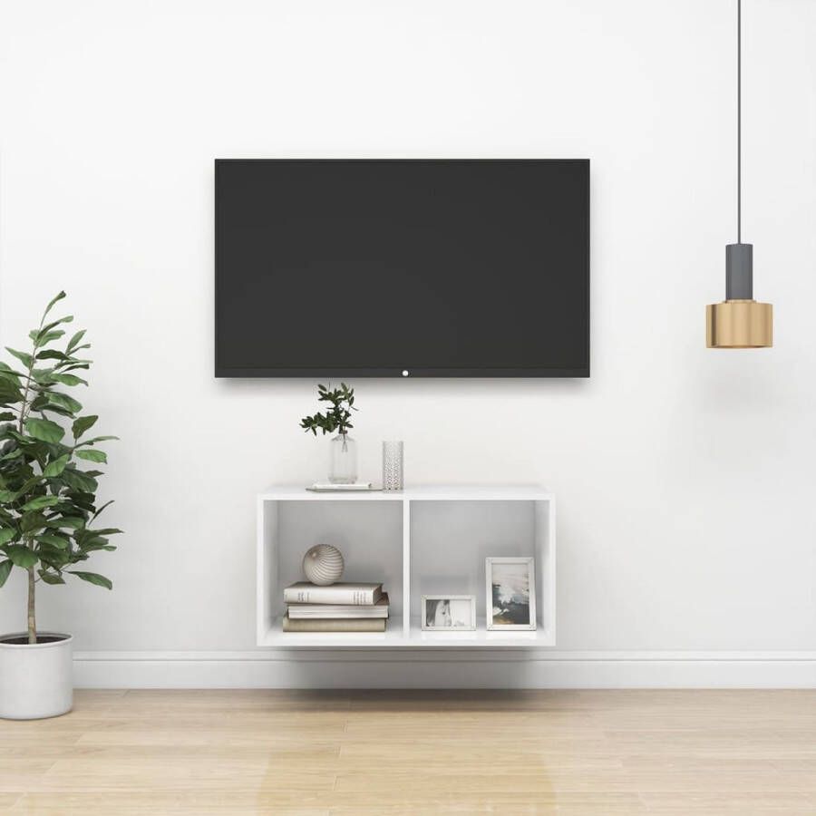 ForYou Prolenta Premium Tv-wandmeubel 37x37x72 cm spaanplaat hoogglans wit