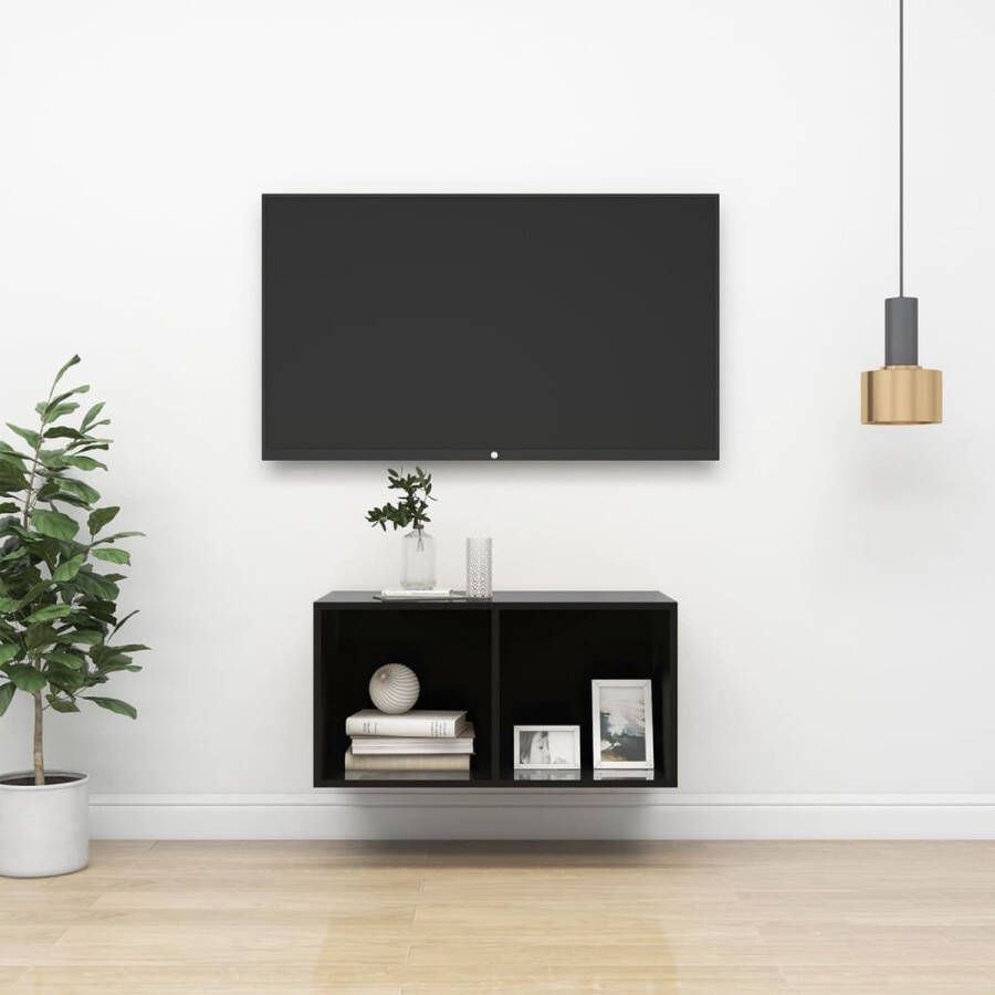 ForYou Prolenta Premium Tv-wandmeubel 37x37x72 cm spaanplaat hoogglans zwart