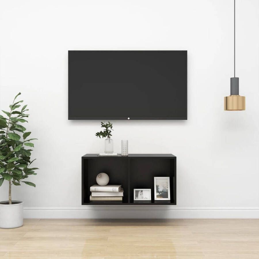 ForYou Prolenta Premium Tv-wandmeubel 37x37x72 cm spaanplaat zwart