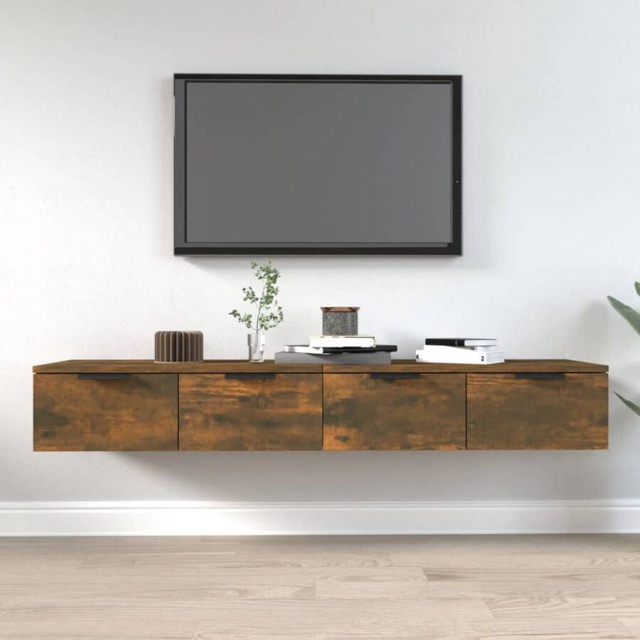 ForYou Prolenta Premium Wandkasten 2 st 68x30x20 cm bewerkt hout gerookt eikenkleurig