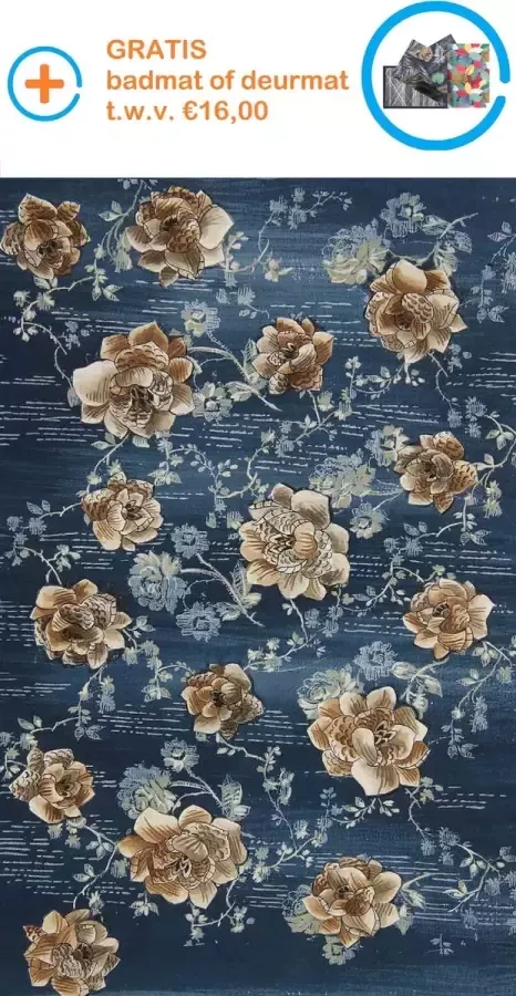 FOTAPIJT DJ17.2.0964 3D Gouden Bloemen Bedrukt tapijt Vloerkleed Antislip Wasbaar 160x230 cm 9 mm Polyester Kerstcadeau