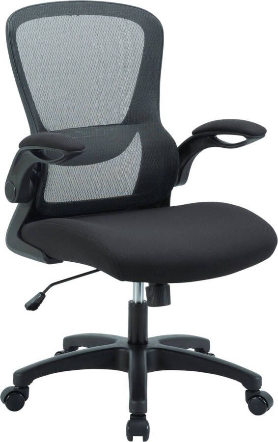 FOXSPORT bureaustoel met mesh-inzetstuk zwart ergonomische bureaustoel voor op kantoor of thuis (standaard)