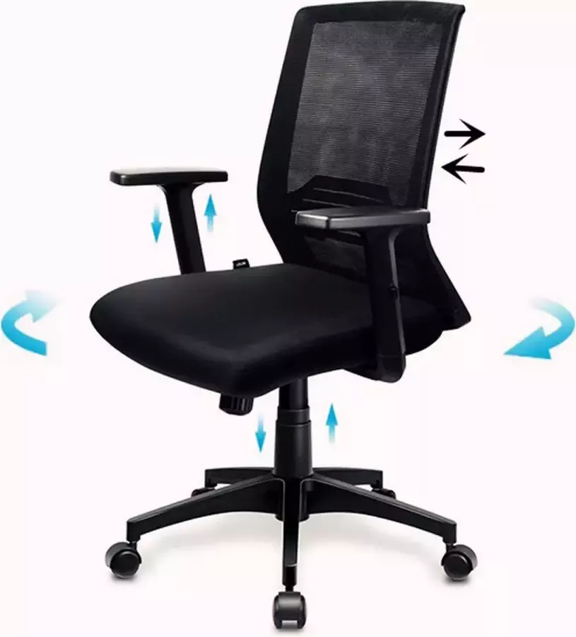 FOXSPORT Ergonomische bureaustoel computerstoel met kantelmechanisme verstelbare armleuningen belastbaar tot 150 kg zwart
