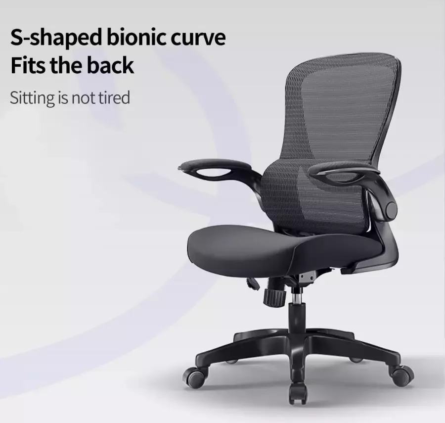 FOXSPORT Ergonomische Bureaustoel Office Chair Lendensteun Verstelbaar Opklapbare armleuning Zwart - Foto 2