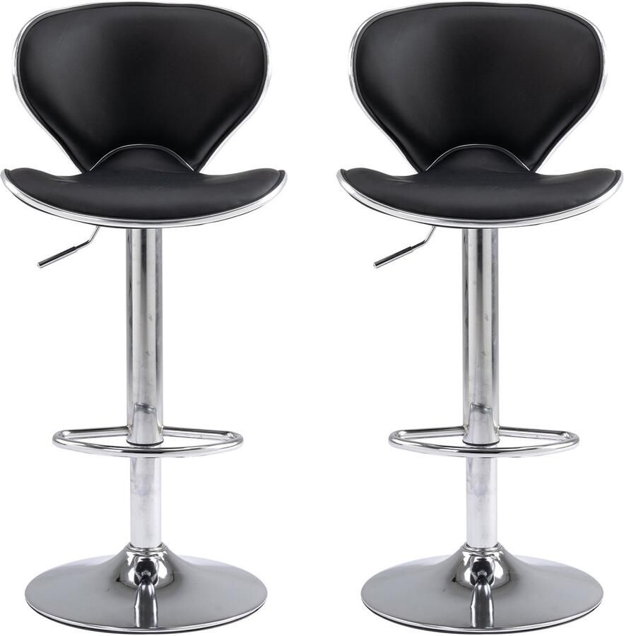 OFMOTRA Barkruk Set Van 2 Barstoel 2 Stuks 360° Draaibaar -Hoogte verstelbaar met rugleuning en voetensteun Keukenstoel Industrieel Zwart