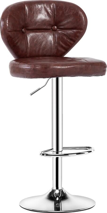 FOXSPORT Barkruk barstoel 20cm in hoogte verstelbaar met rugleuning en voetensteun Draaibare barstoelen 360°Draaibaar bistro kruk Bruin