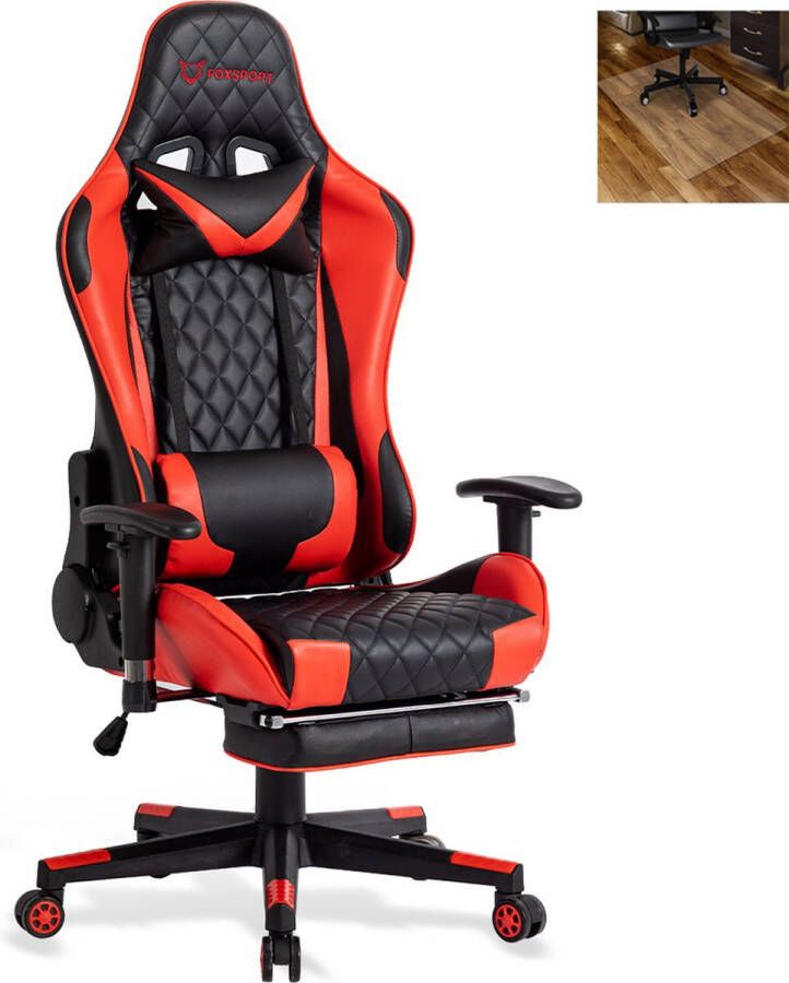 FOXSPORT Game Stoel Gaming Stoel Gaming Chair Bureaustoelen Bureaustoel Met Nekkussen & Verstelbaar Rugkussen Instelbare Zithoogte Gaming Accesoires Met beensteunen Roze Zwart