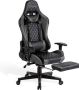 FOXSPORT verstelbare gaming chair PC-bureaustoel met voetsteun hoogte en helling verstelbaar met hoofdsteun en lendensteun gamingstoel voor kantoor Met vloerbeschermingsmat Zwart - Thumbnail 1