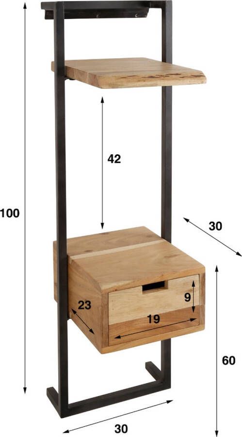Fraaai Alex nachtkastje hout metaal 30x100 cm