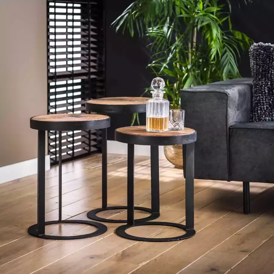 Fraaai Bijzettafel Roger Rond Set van Drie
