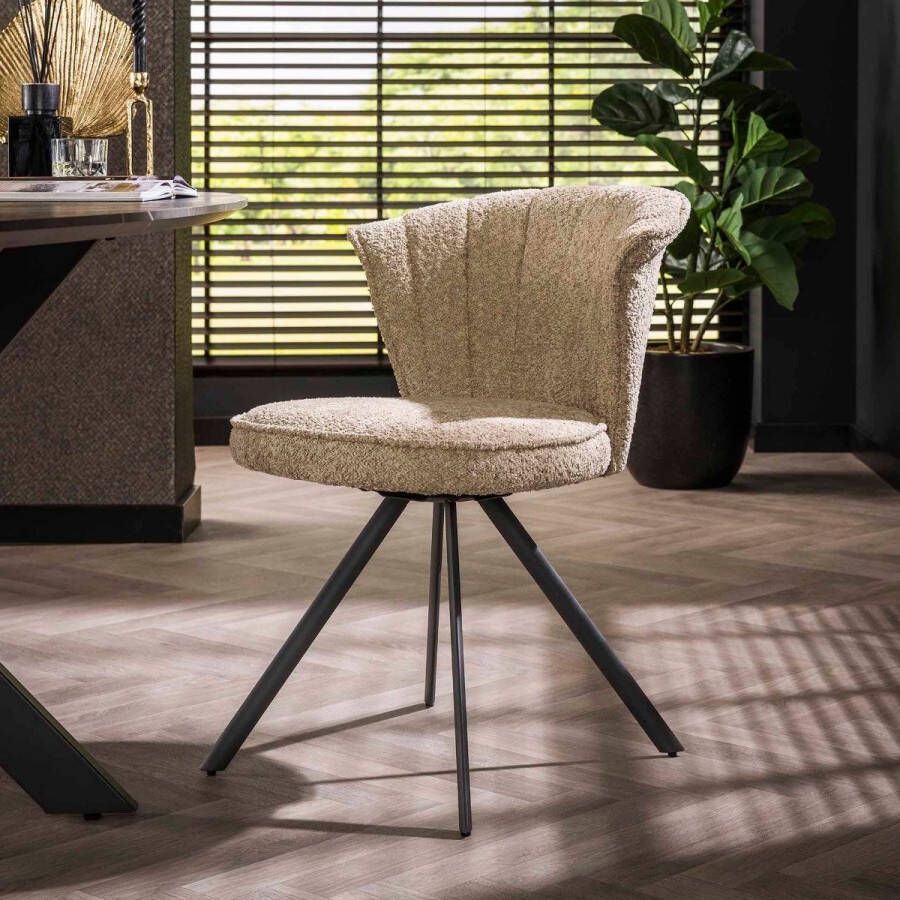 Fraaai Carlos eetkamerstoel bouclé zand