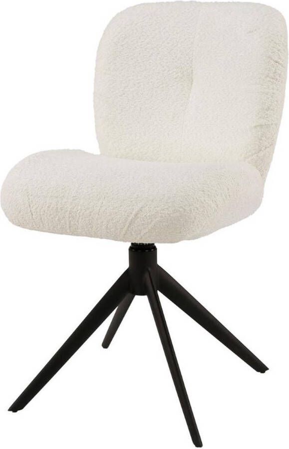 Fraaai Davy draaibare eetkamerstoel boucle wit