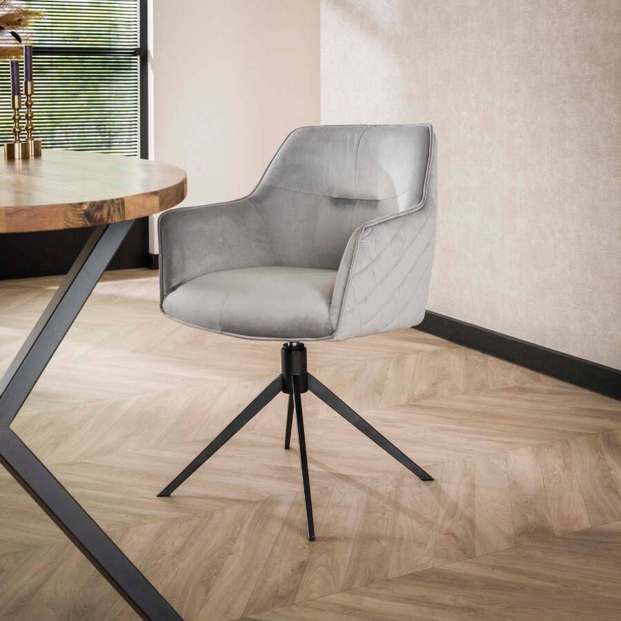 Fraaai Diego eetkamerstoel velvet draaibaar zilver - Foto 2