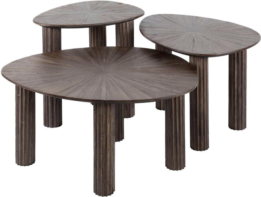 Fraaai Alistair bijzettafel set van 3 driehoek Maya teak bruin