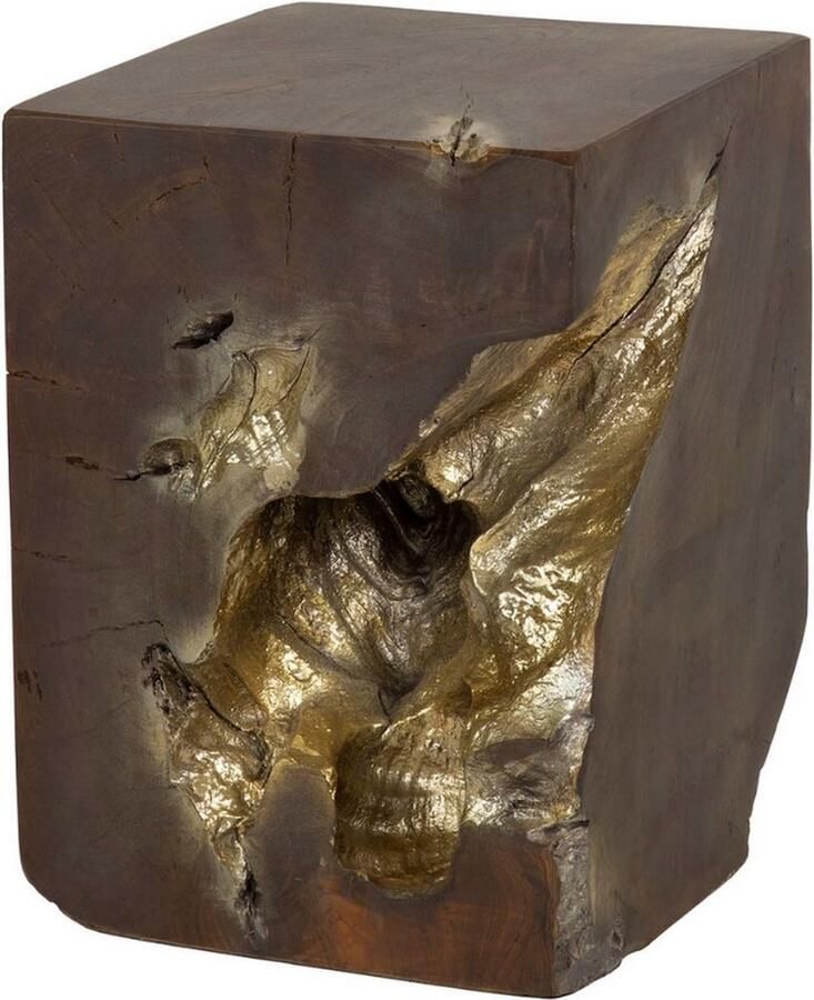 Fraaai Andre ronde bijzettafel naturel teak zwart