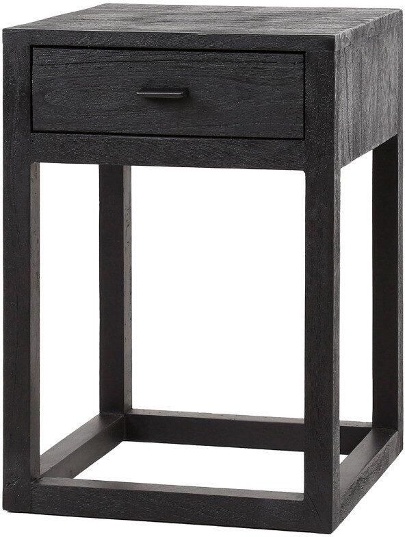 Fraaai Carol nachtkastje 1L vierkant massief acacia zwart