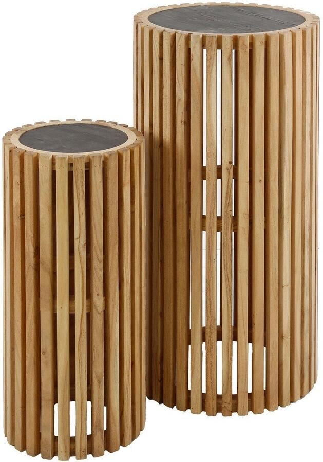 Fraaai Carson bloemenzuil set van 2 rond leisteen