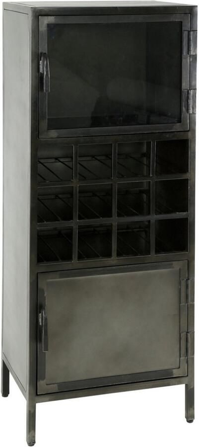 Fraaai Colby wijnkast ruw metaal donkergrijs