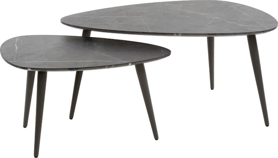 Fraaai Connie salontafel set van 2 peer vorm zwart bruin