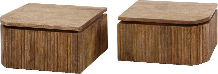 Fraaai Daniel nachtkastje set van 2 wave L+R afgerond mangohout