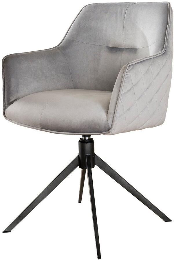 Fraaai Diego eetkamerstoel velvet draaibaar zilver