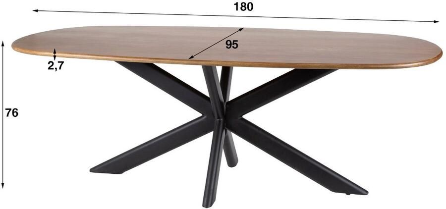Fraaai Estes eettafel 180 cm ovale massief mango zand