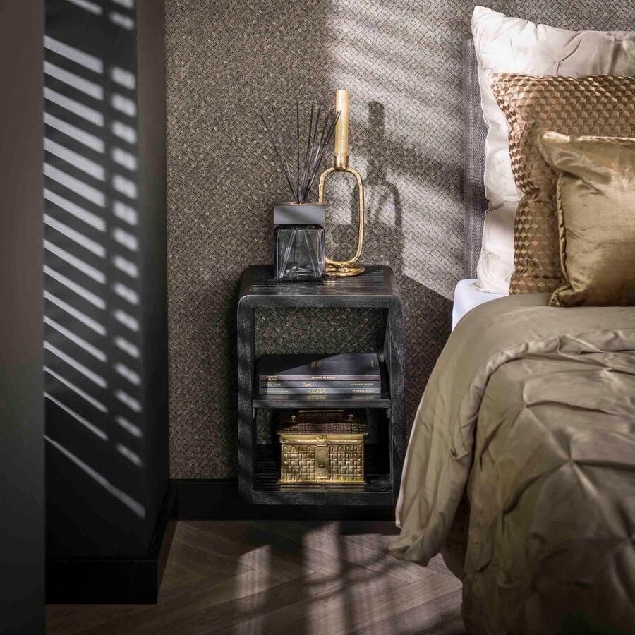 Fraaai Jean nachtkastje XS zwevend teakhout zwart