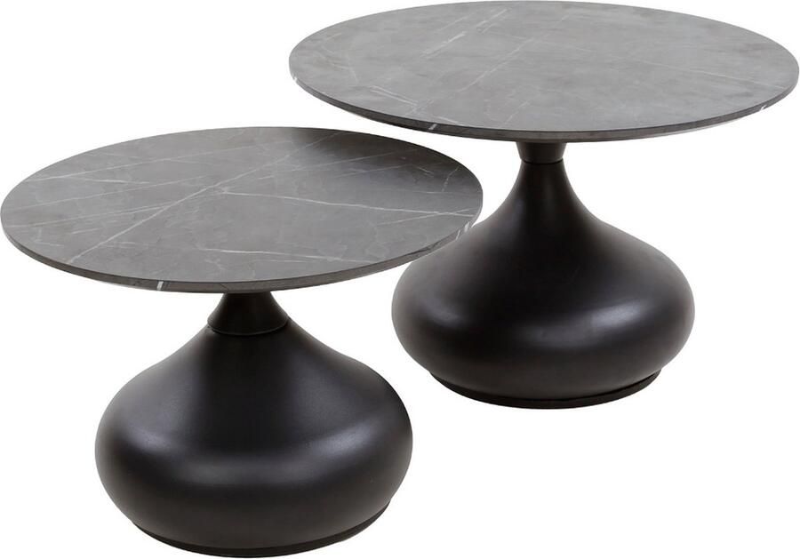 Fraaai Juno ronde salontafel set van 2 zwart
