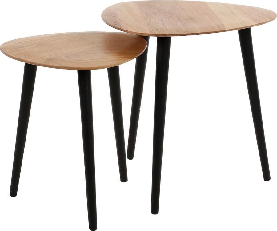 Fraaai Karla bijzettafel set van 2 organisch massief acaciahout - Foto 2