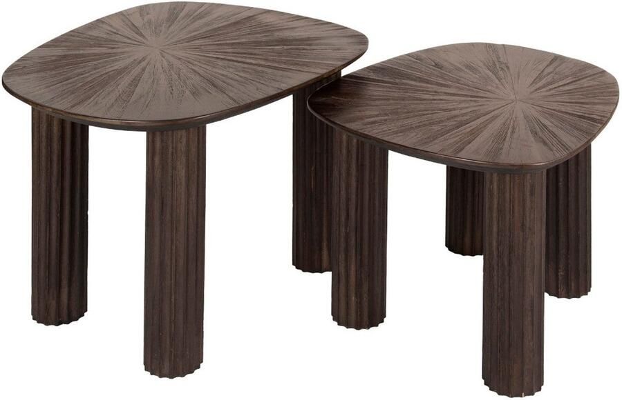 Fraaai Otto salontafel set van 2 driehoekig Maya teak bruin