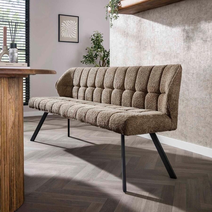 Fraaai Ramon eetkamerbank 180 cm boucle taupe