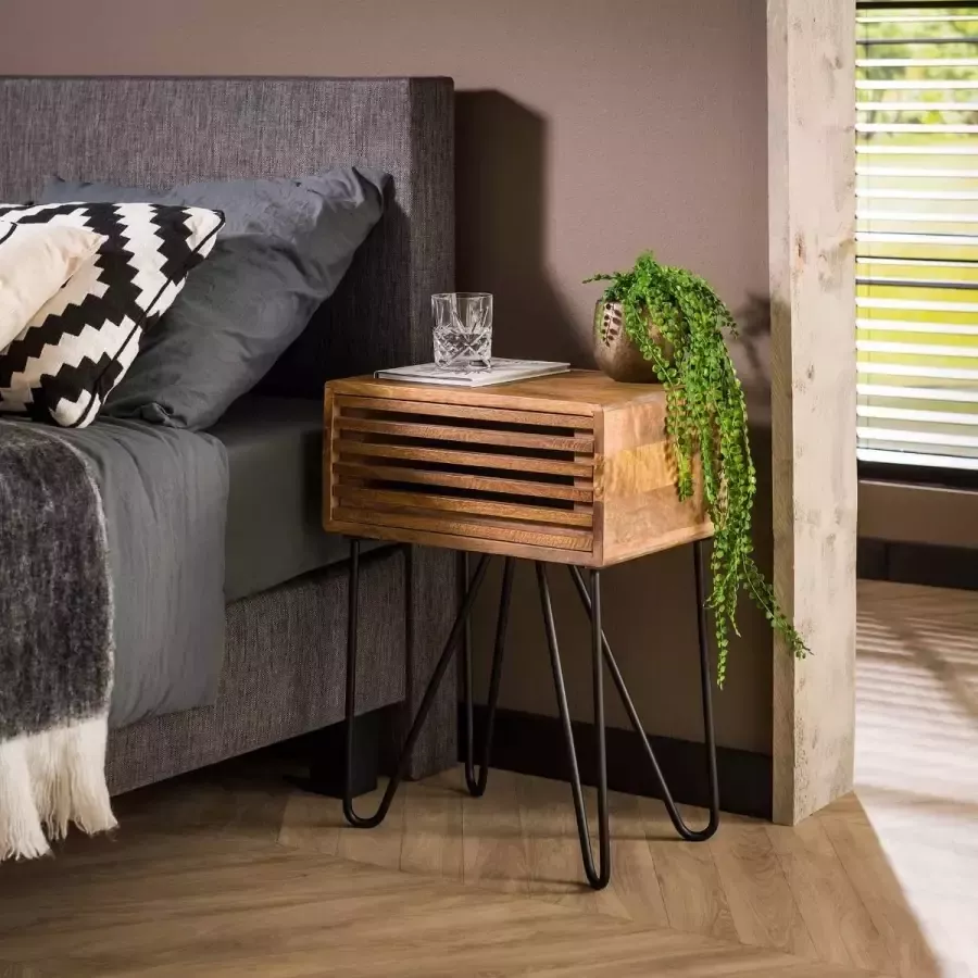 Fraaai Odila nachtkastje 1L vierkant mangohout - Foto 2